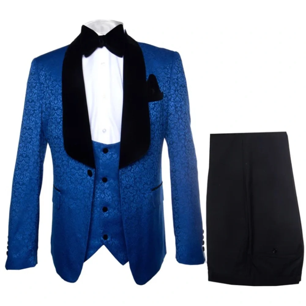Rossi Man Tuxedo Suit Men 3XL Blue Black RM1483 Slim Fit 3 pcs Wedding Prom NEW